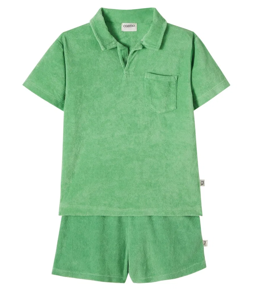 Комплект из рубашки-поло и шорт из терри от Mael Cozmo, зеленый