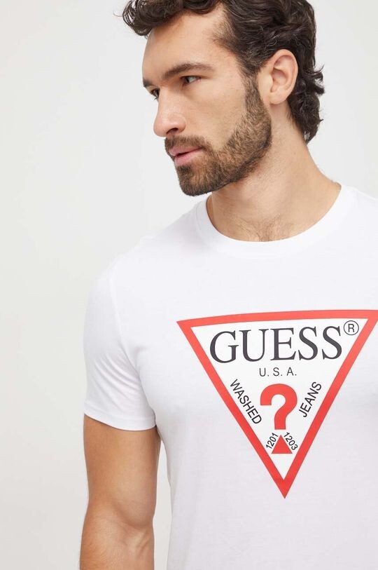 

Хлопковая футболка Guess, белый