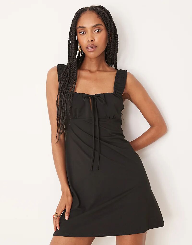 

Мини-платье с присборенной грудью ASOS DESIGN черного цвета