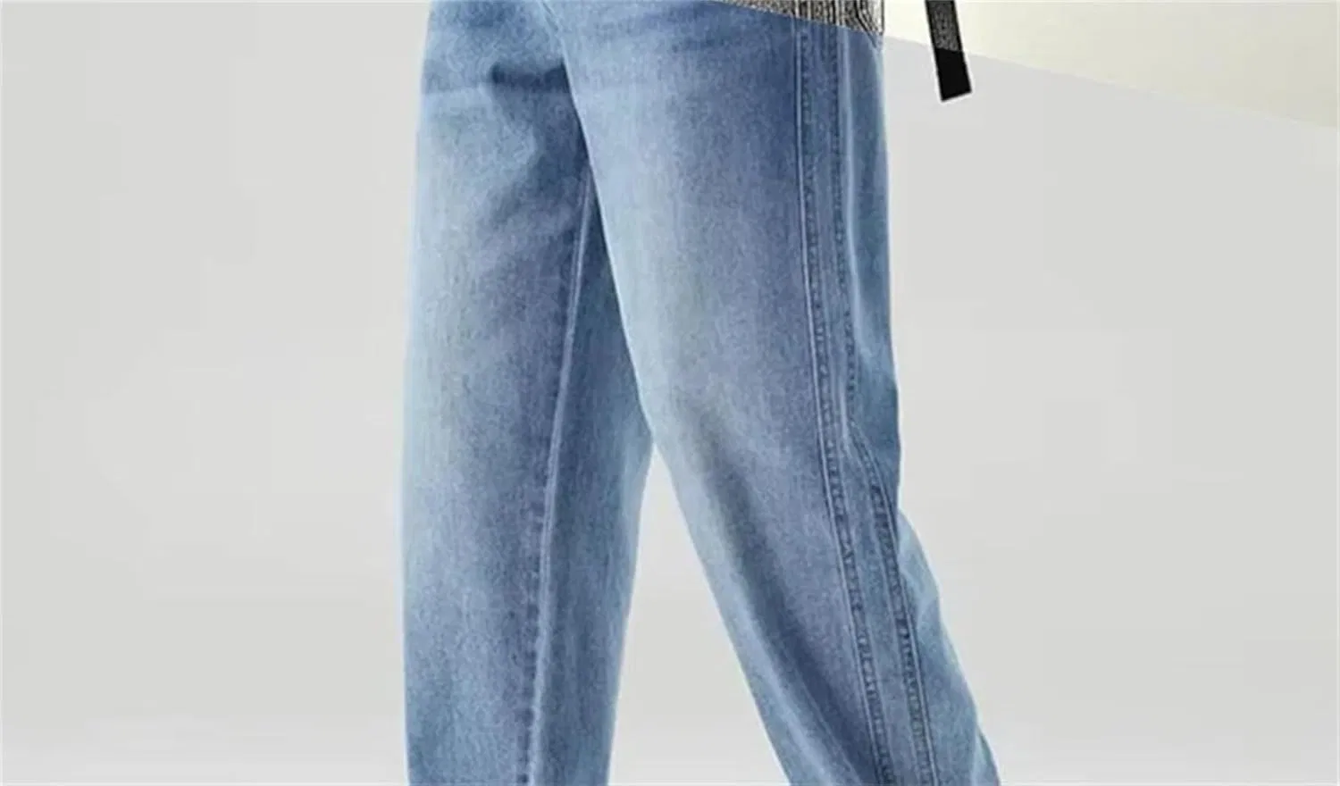 Джинсы свободные Mens Elastic Casual Jeans Cone Shaped Loose Fit Pants Wide Leg — фото 2