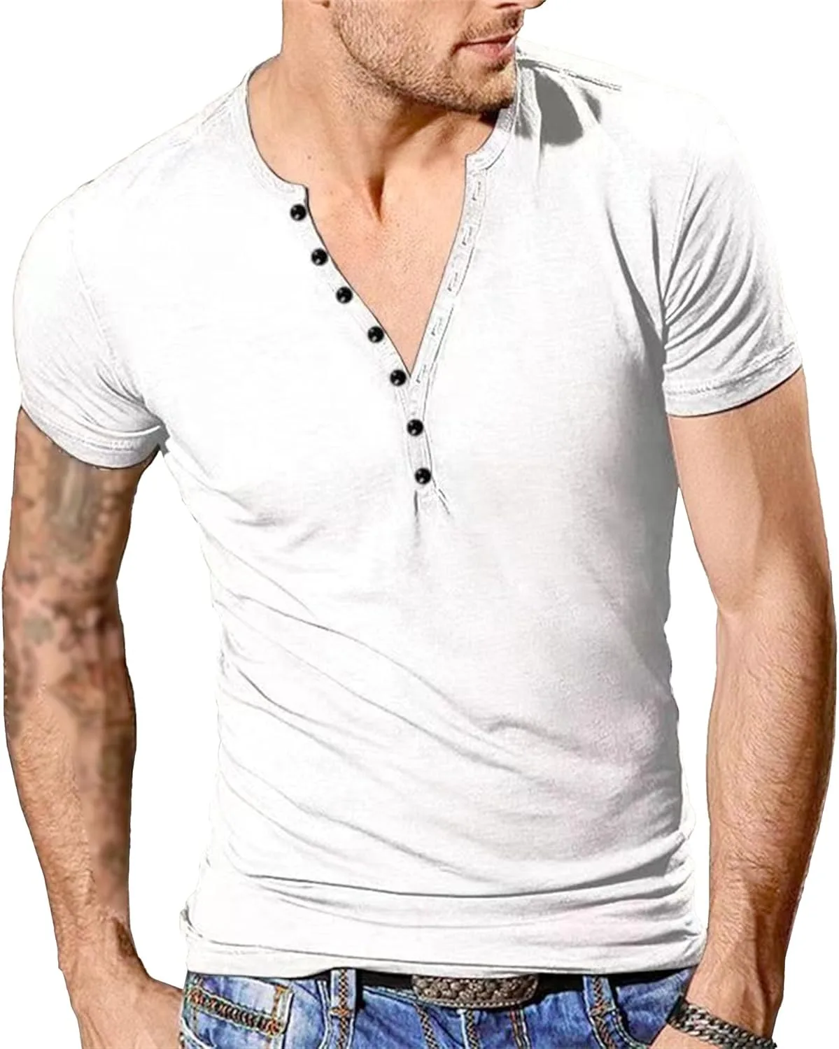 

Мужская футболка Henley Slim Fit с планкой Aosufei