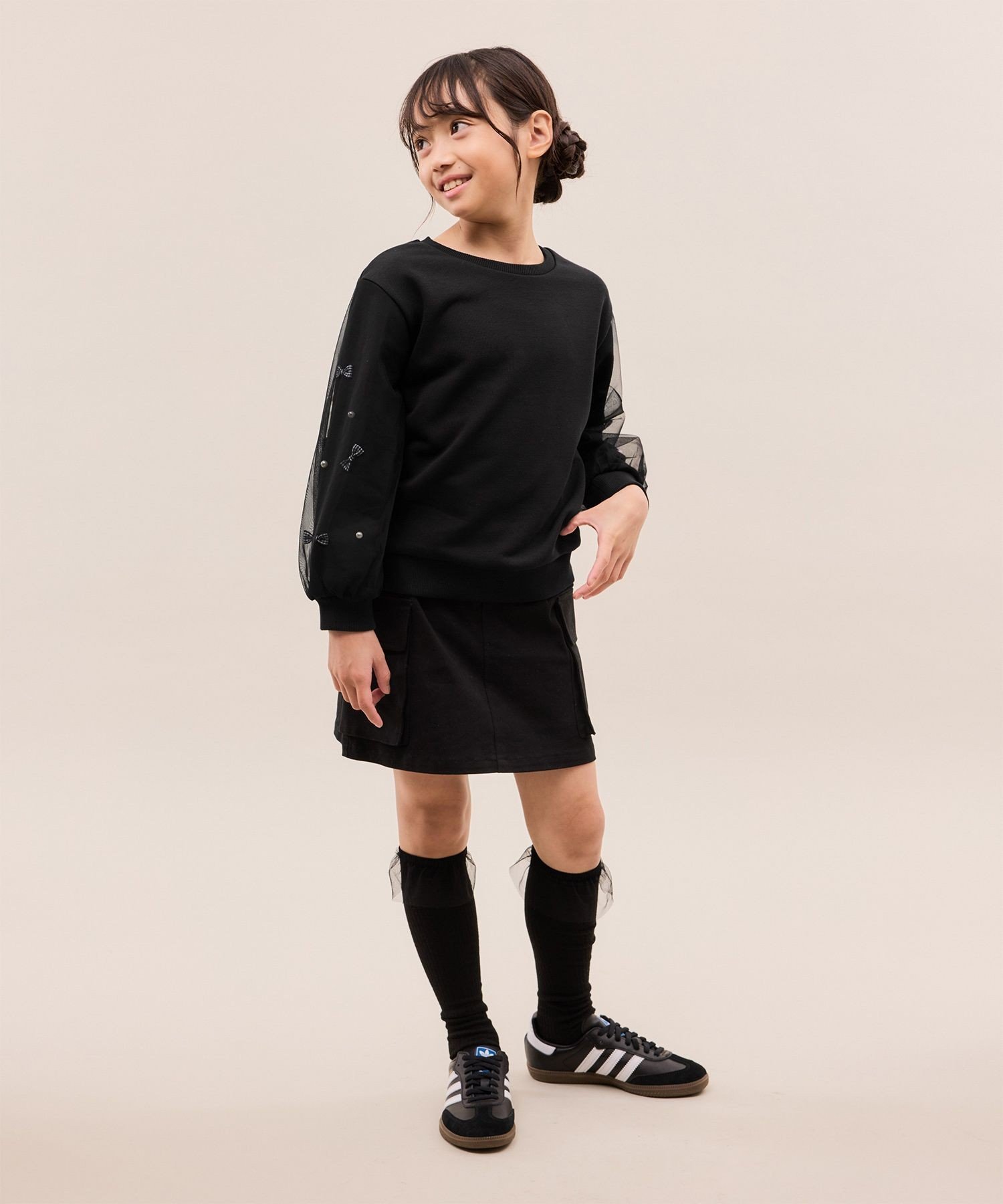 Флисовая кофта в клетку с ленточными рукавами Rope' Picnic Kids, Black (01) — фото 4