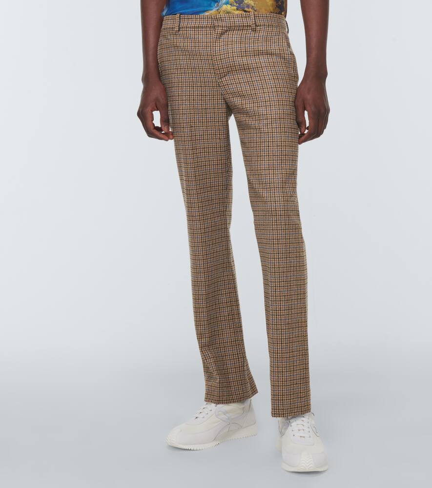 Высокие шерстяные брюки в клетку "Ходячий замок" Loewe, Beige/Blue/Black — фото 3