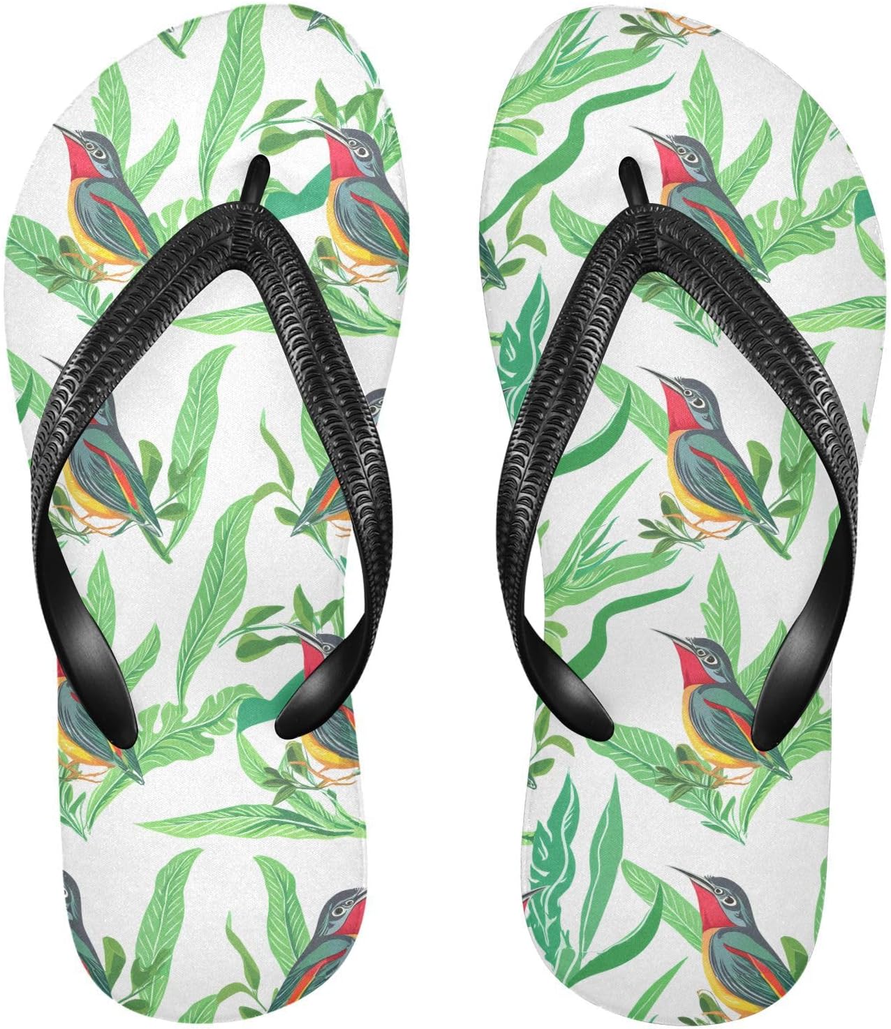 

Разноцветные птицы, зеленые листья, шлепанцы, пляжные летние повседневные сандалии для женщин и мужчин, обувь для душа 20861927 Kfbe