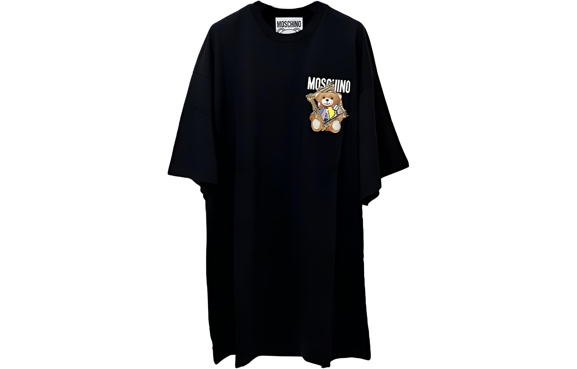 

Женское черное короткое платье с рукавами MOSCHINO