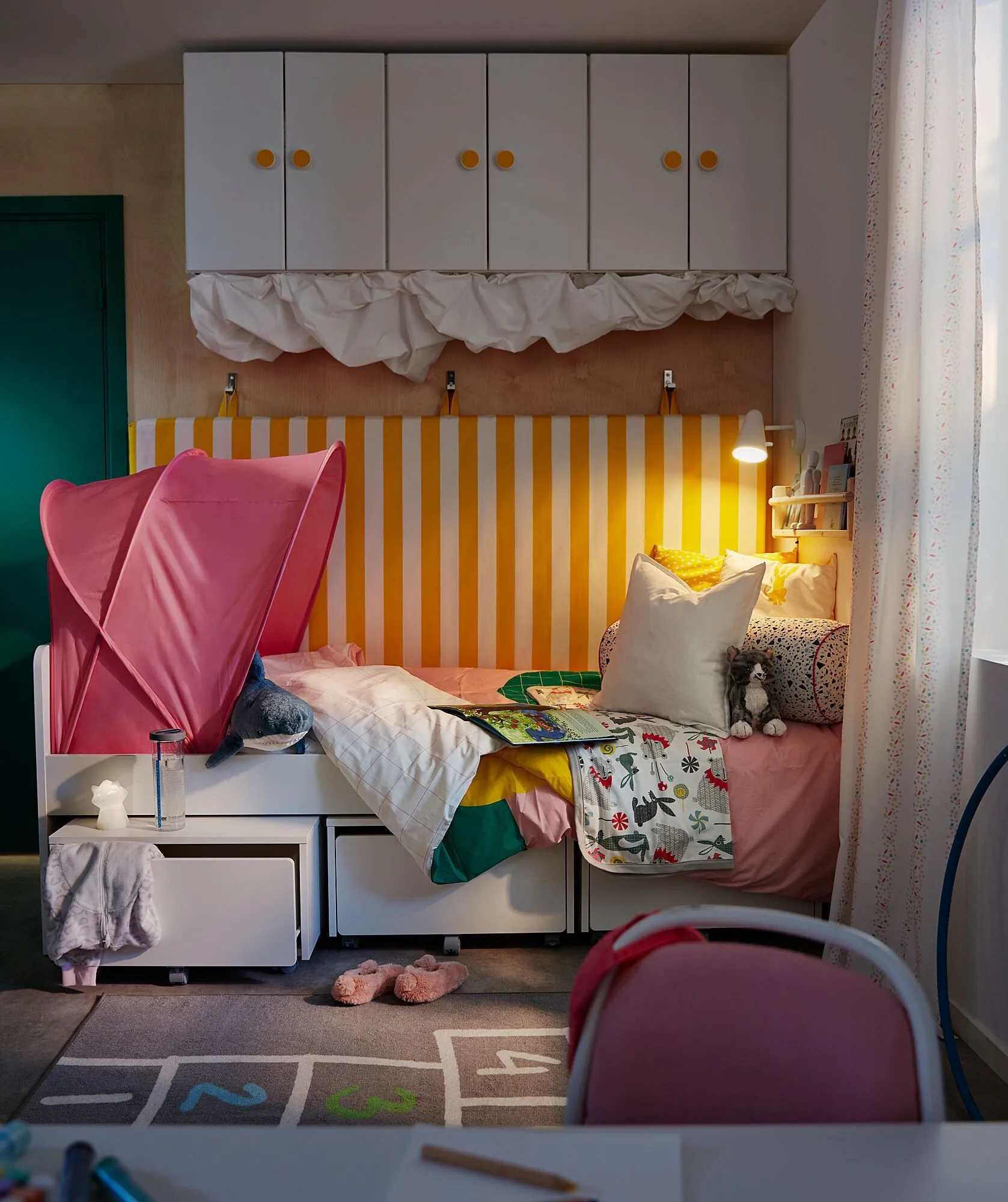 Основание односпальной кровати, белое, 90х200 см, с 3 ящиками SLÄKT/LURÖY IKEA — фото 4