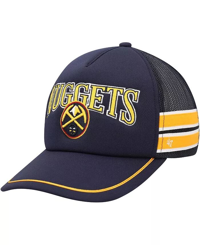 

Мужская темно-синяя кепка Denver Nuggets Sidebrand Stripes Trucker Adjustable Hat '47 Brand