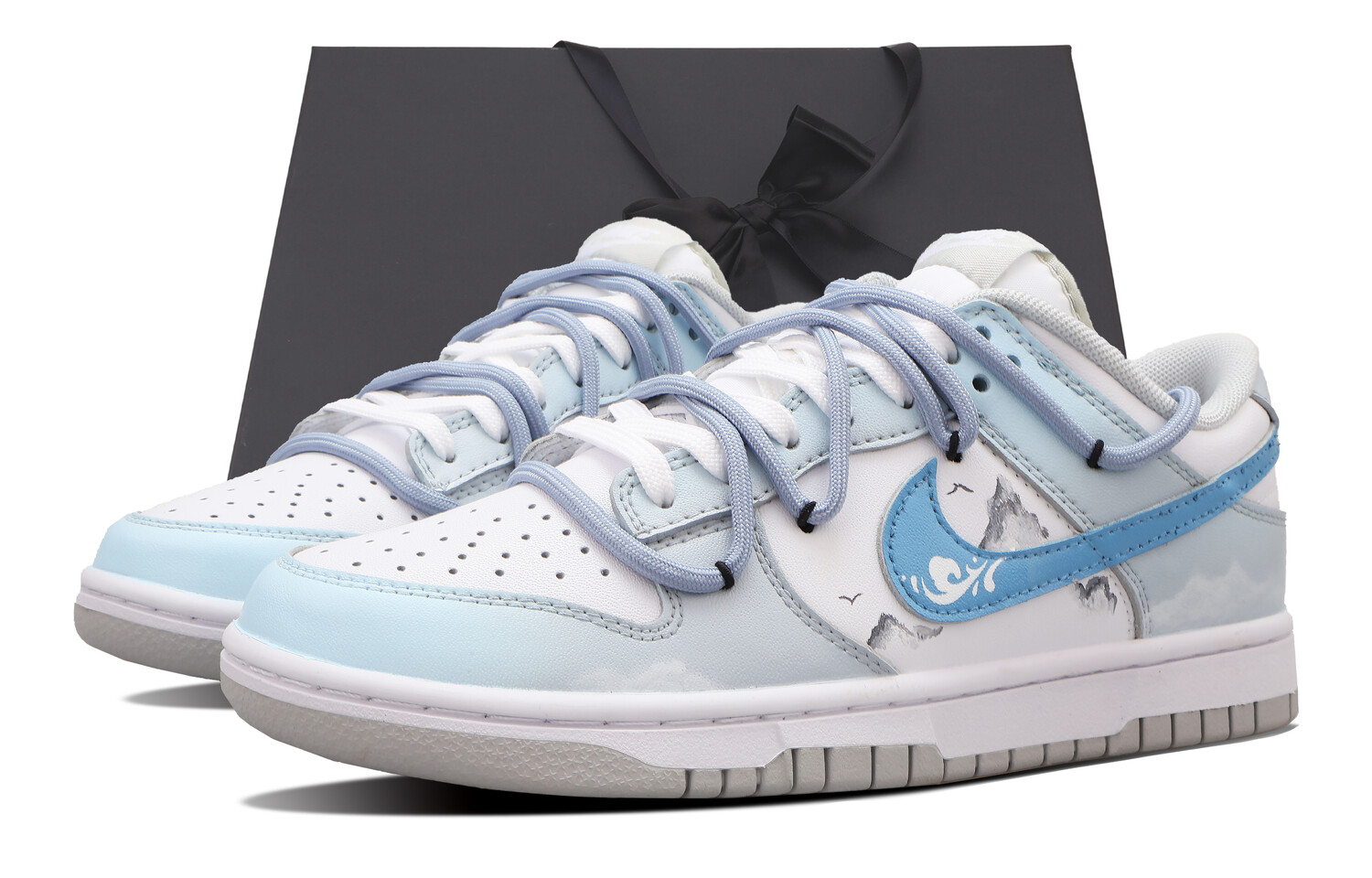 

Кроссовки Nike Dunk Skateboarding Shoes Women's Low-top White, синий/белый