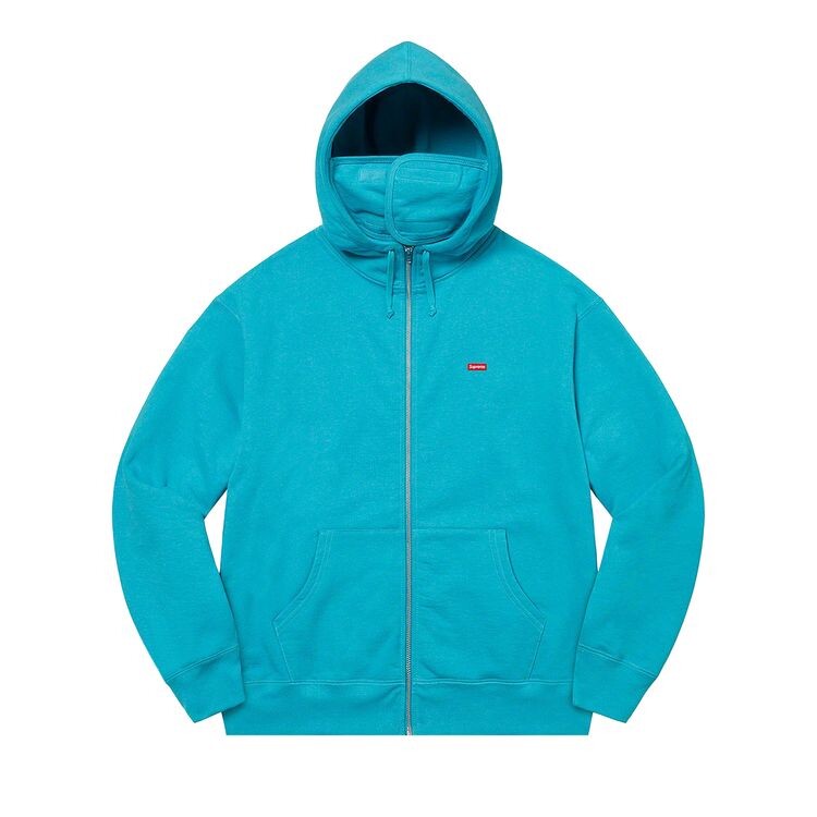 

Толстовка Supreme Small Box Facemask Zip Up Hooded Sweatshirt Cyan, бирюзовый