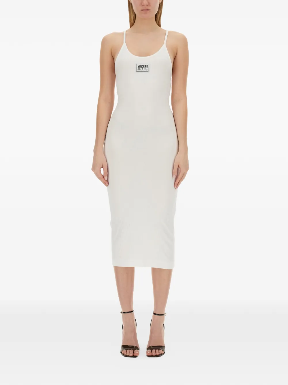

Рифленое платье с нашивкой-логотипом Moschino Jeans, белый