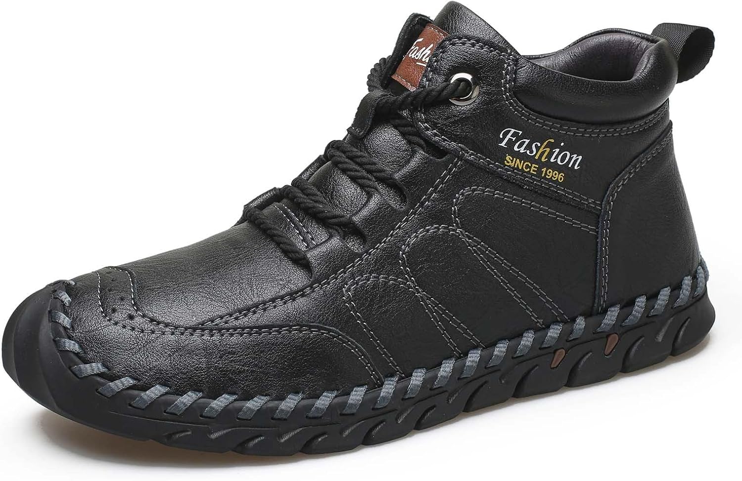 

Мужские зимние ботинки до щиколотки для улицы, повседневные, ручной работы, модные кожаные туфли для ежедневной прогулки и комфорта Generic, черный