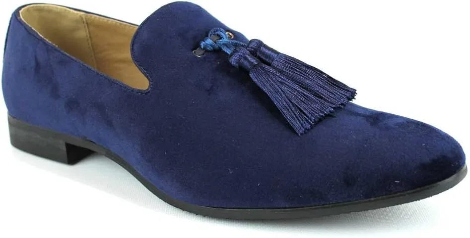 Лоферы мужские AZAR MAN Velvet Slip On Loafer Dress Shoes Tudors, синий с кисточкой — фото 3