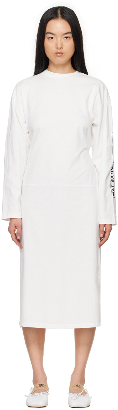 

Белое платье-миди «Mat Satine Brillant» MM6 Maison Margiela