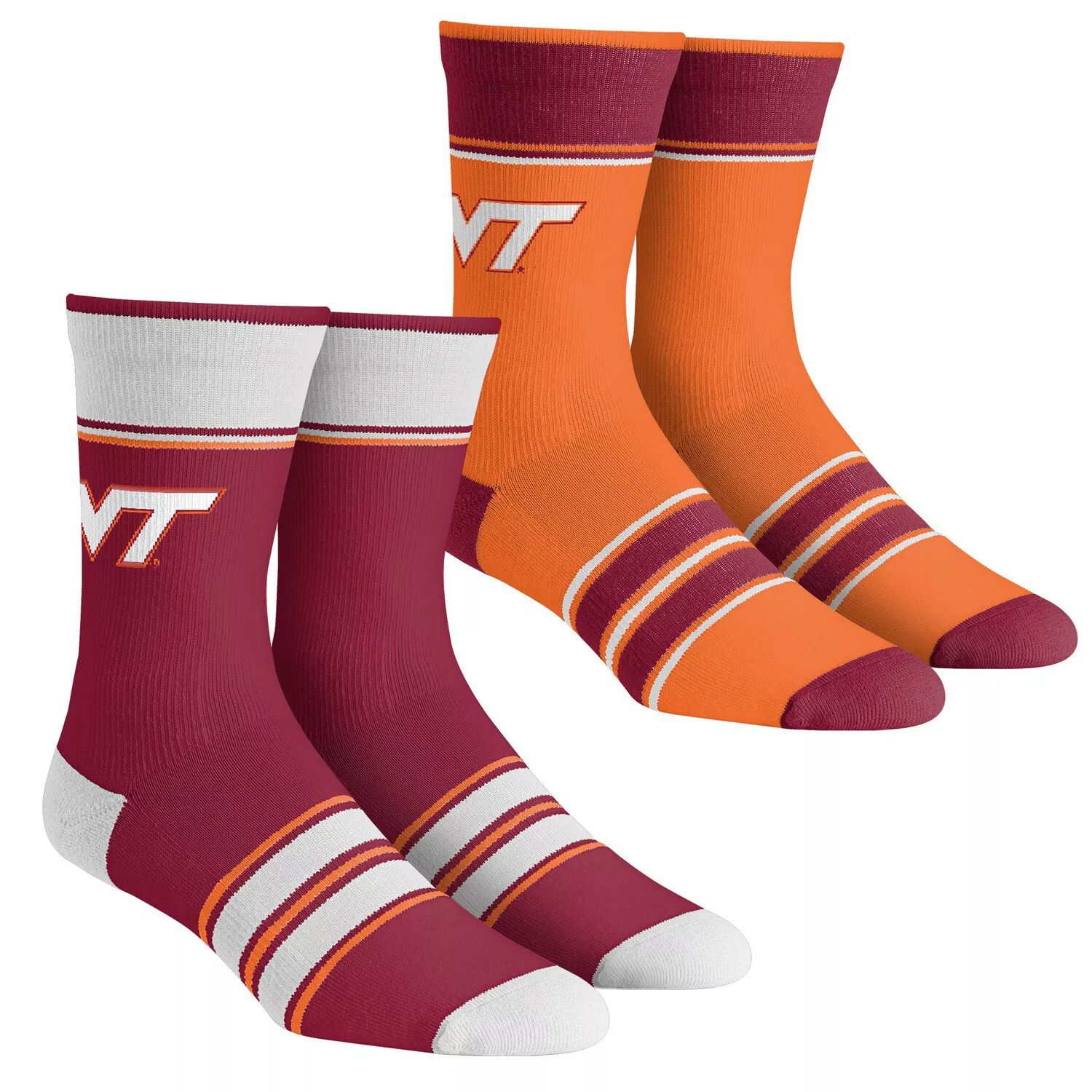 

Комплект из 2 носков в несколько полосок Youth Rock Em Socks Virginia Tech Hokies Team Crew Unbranded