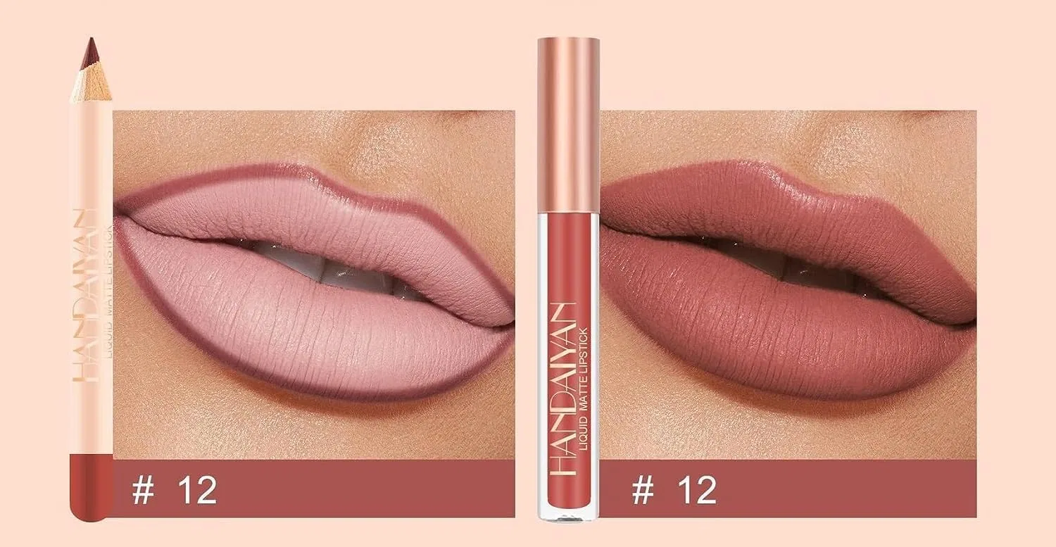 Набор матовых карандашей и помад 2 шт, Beauty Searcher, 12 цветов