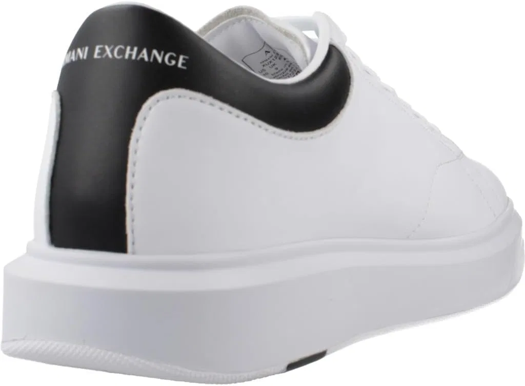 Мужские кроссовки Armani Exchange Action из кожи с боковым логотипом и шнуровкой, Op White Black — фото 4
