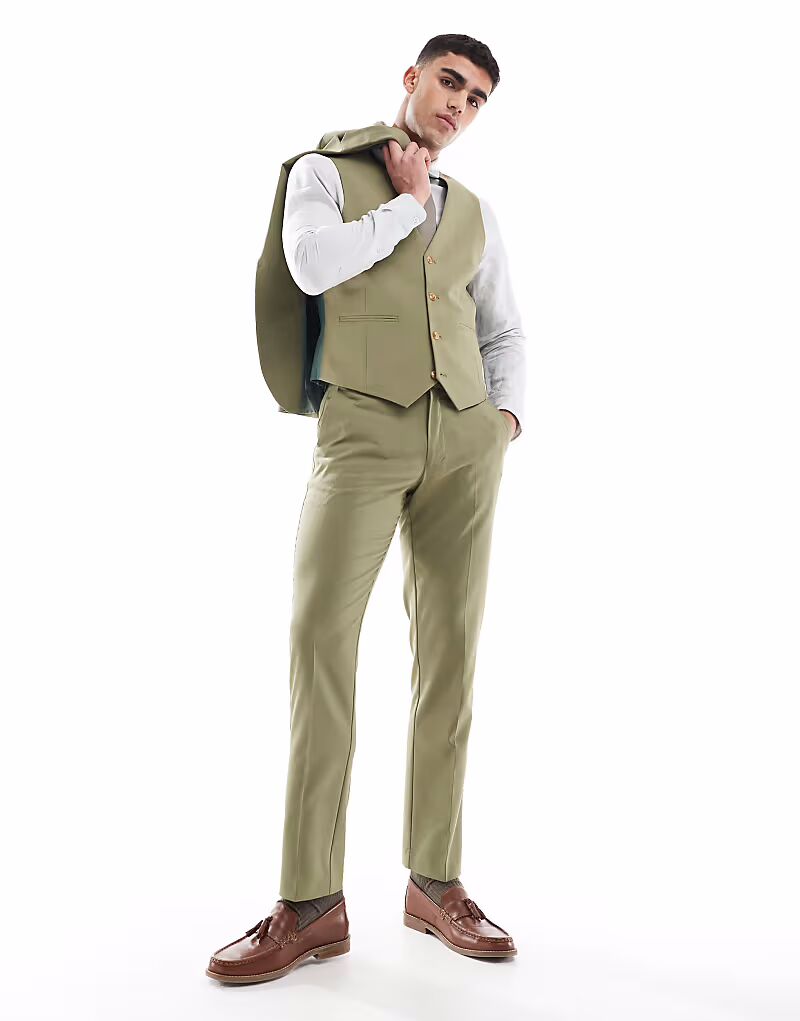 

Узкие брюки оливково-зеленого цвета Asos Design