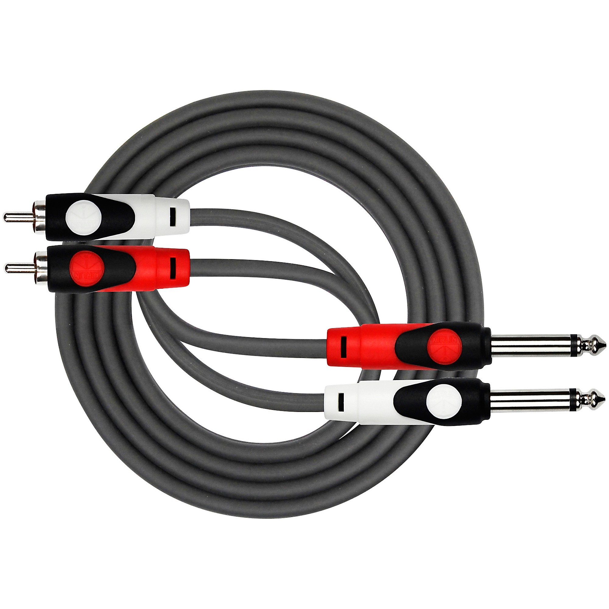 

Двойной черный патч-кабель Kirlin Lightgear: 2x 1/4" Mono на 2x RCA 6 футов.