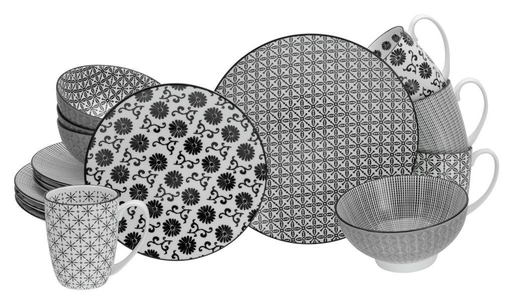 

CreaTable, 19738, черный, комбинированный сервиз, 16 предметов, керамогранит