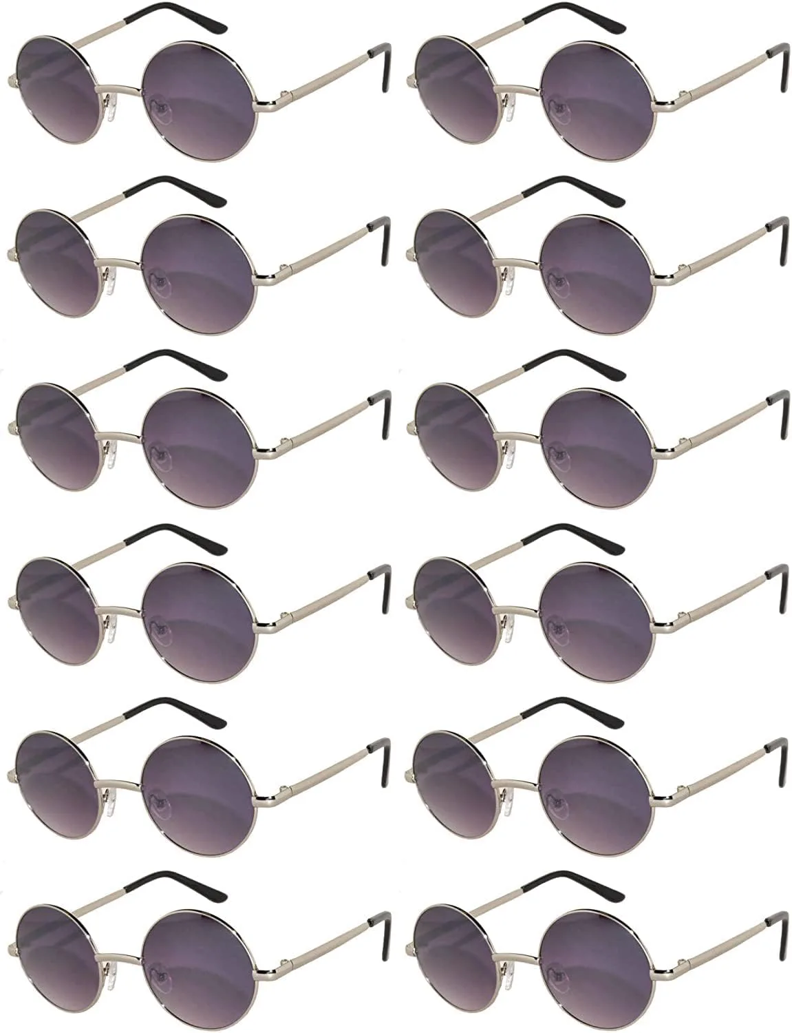 

Солнцезащитные очки OWL, 12 шт., круглые, металлическая оправа, в стиле хиппи, с поликарбонатными линзами UV400, очки Джона Леннона, оптом, Smoke / Silver