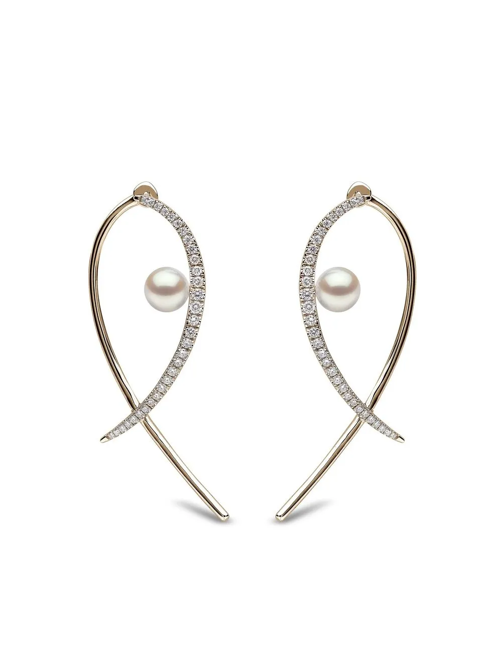 

Серьги Sleek Akoya из желтого золота с жемчугом и бриллиантами Yoko London, золотой