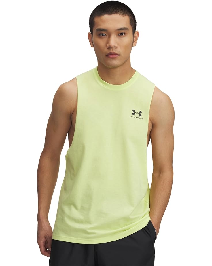 

Топ Under Armour Left Chest Cutoff Tank, цвет Sonic Yellow/Black