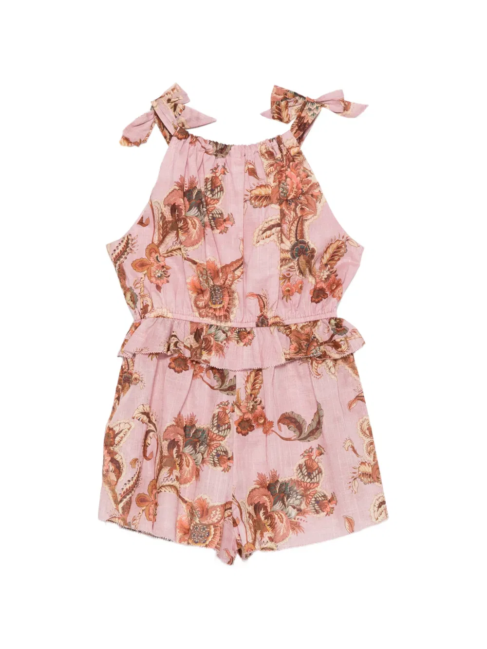 Комбинезон с цветочным принтом и оборками Zimmermann Kids, розовый — фото 2