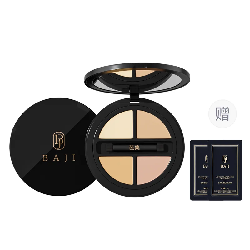 BAJI Увлажняющий легкий консилер для коррекции тона кожи, 4 цвета, 4,8 г, 4 Colors Concealing Palette+Ivory White Liquid Foundation — фото 2