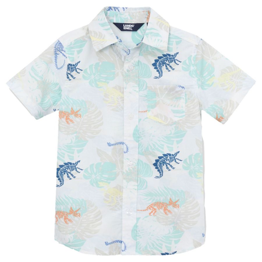 

Детская рубашка с коротким рукавом из поплина для кемпинга Lands' End, Dino adventure