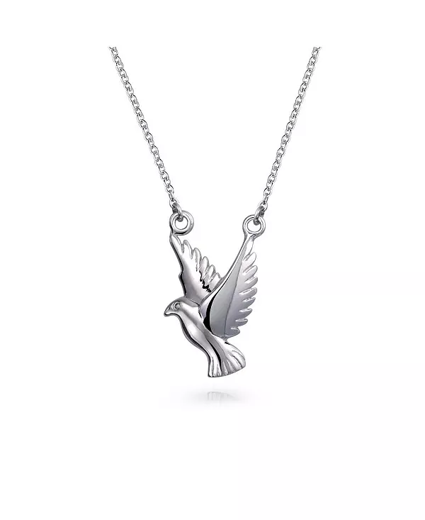 

Кулон в виде голубя духовной веры из стерлингового серебра — дизайн птицы мира Bling Jewelry, silver