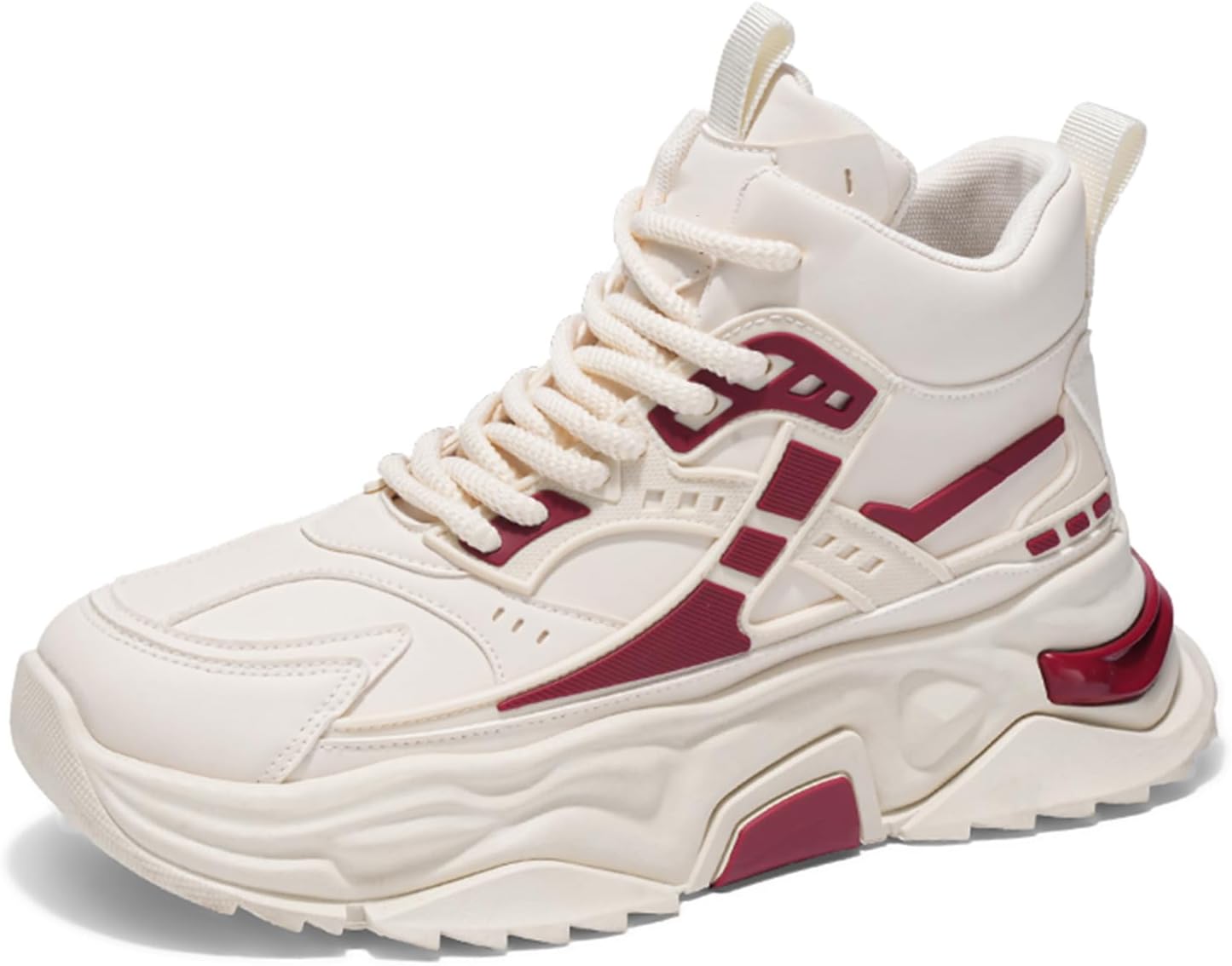 

Высокие кеды для мужчин Стильная спортивная обувь из искусственной кожи спортивные кроссовки для повседневной ходьбы Spwagym, красный/бежевый