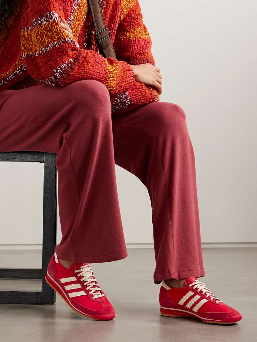 Кроссовки Sl 72 og из замши и нейлона с кожаной отделкой Adidas Originals, красный — фото 2