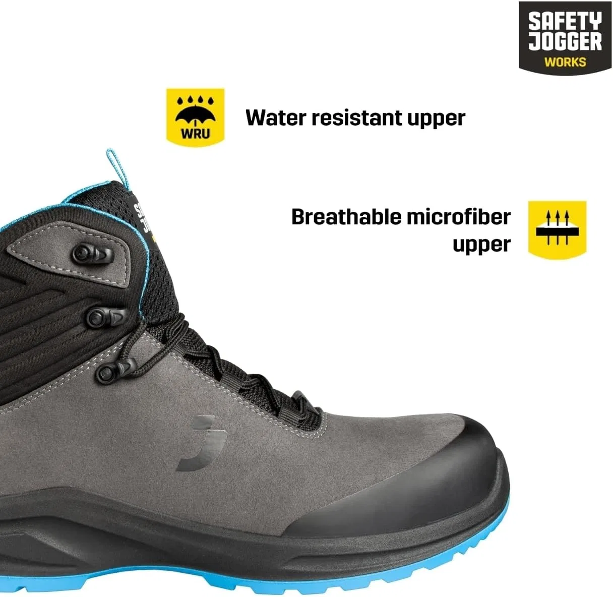 Защитные кроссовки SAFETY JOGGER MODULO S3S Mid - водонепроницаемые, дышащие рабочие кроссовки с нескользящим носком, защитой от проникновения и без металлических вставок, для мужчин и женщин, Gray — фото 2