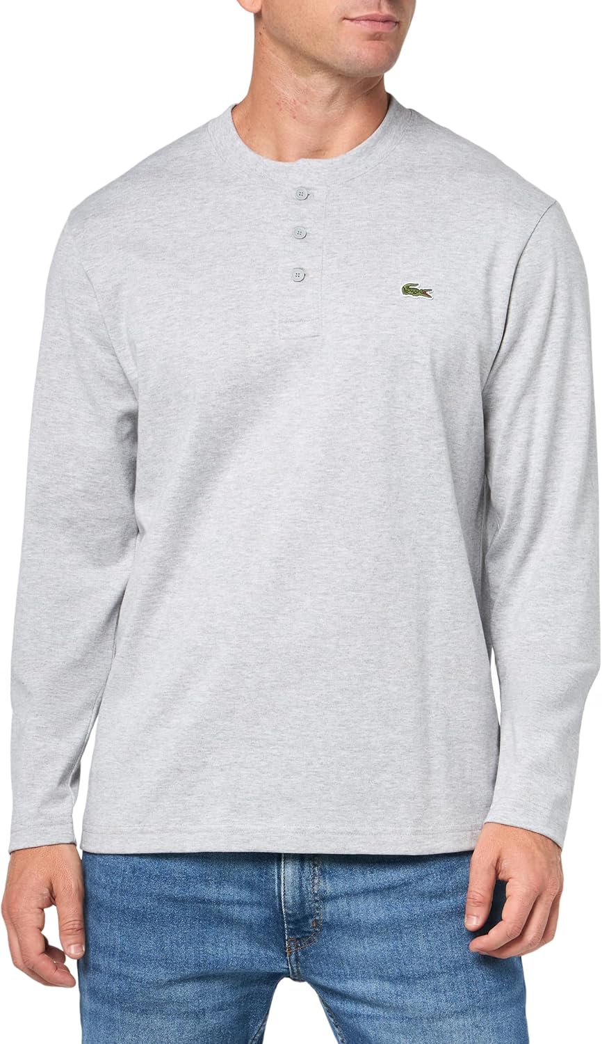 

Мужская футболка с длинными рукавами из хлопкового трикотажа Lacoste, Silver Chine, Серебристый, Мужская футболка с длинными рукавами из хлопкового трикотажа Lacoste, Silver Chine