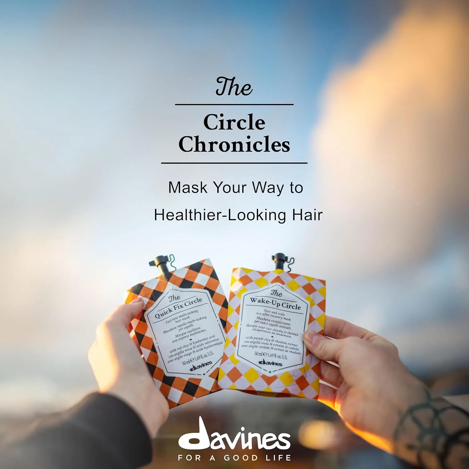 Davines The Circle Chronicles, дорожный набор маски для волос и ухода за кожей головы - питание, блеск, восстановление, очищение, оживление, успокоение и поддержание увлажнения для всех типов волос — фото 2