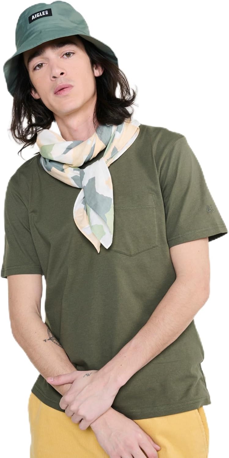 

Мужская футболка Aigle ZTHAV56 с круглым вырезом и карманом, темно-зеленый