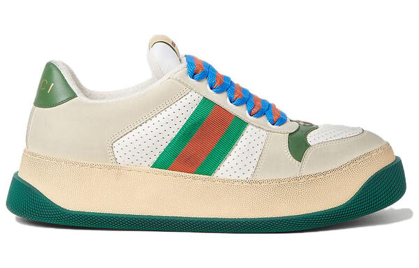 Кроссовки screener gg leather sneakers 'beige green red' Gucci, бежевый — фото 2
