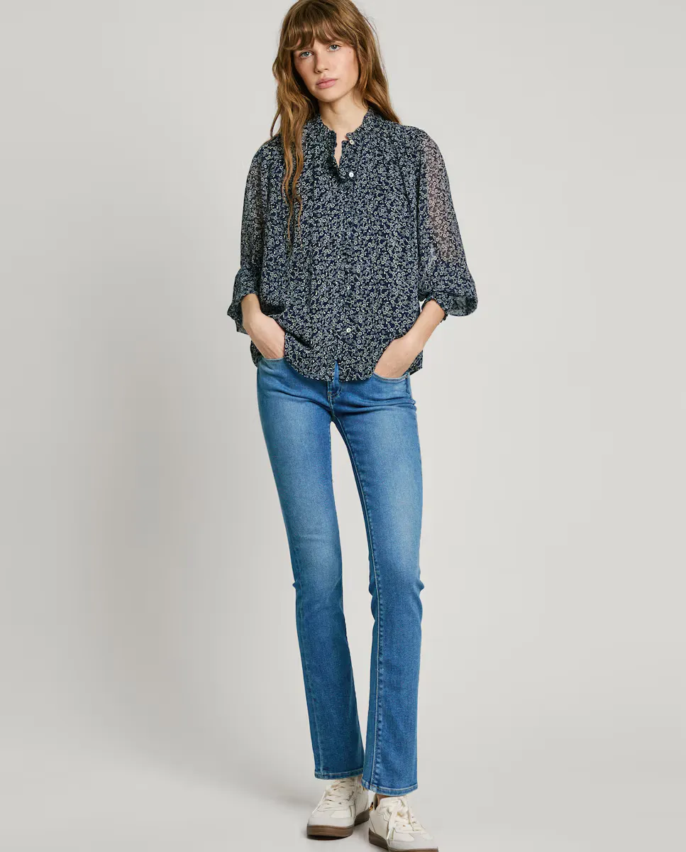 

Новые женские прямые джинсы Brooke с низкой посадкой и потертым эффектом Pepe Jeans, синий