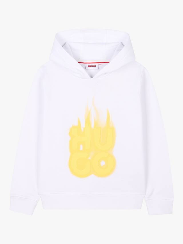 

Детская толстовка с капюшоном из хлопковой смеси HUGO BOSS, White