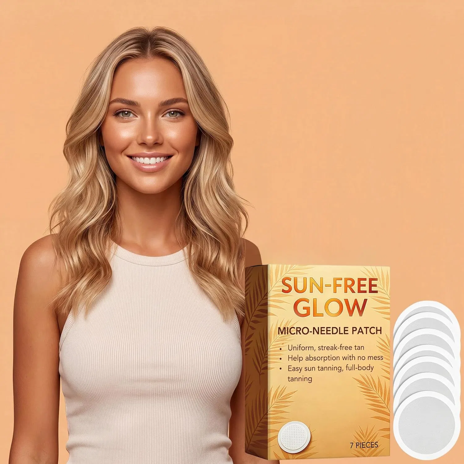 Патчи для автозагара Sun-Free Glow с микроиглами для лица и тела Generic, 1Pc — фото 3