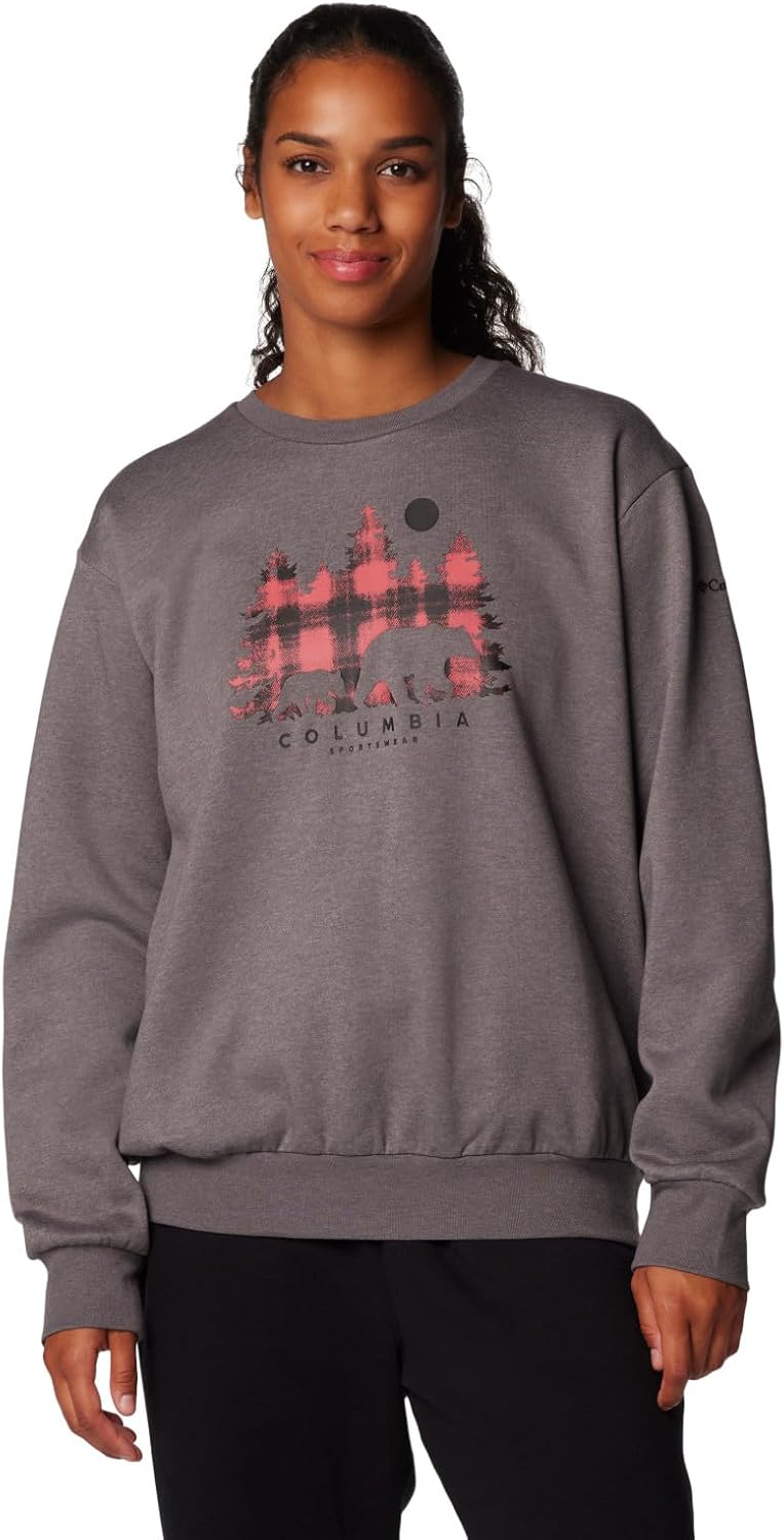 

Columbia женская толстовка Hart Mountain Crew III, City Grey/Treehome Omblur