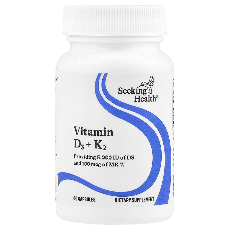

Seeking Health, витамины D3 и K2, 60 капсул