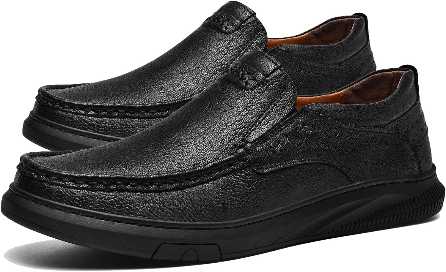 

Мужские лоферы ODIPON из кожи с отделкой кожей, повседневная обувь, резиновая подошва, черный