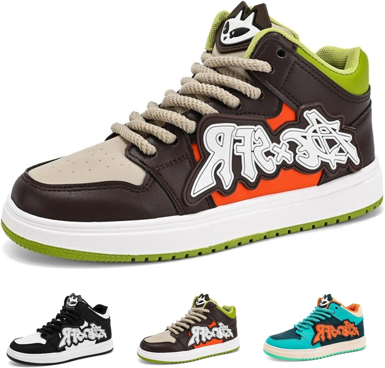 

Высокие модные кроссовки MACEFIL для мужчин, массивные, противоскользящие, удобные, стильные, повседневные кеды для прогулок, зеленый/коричневый