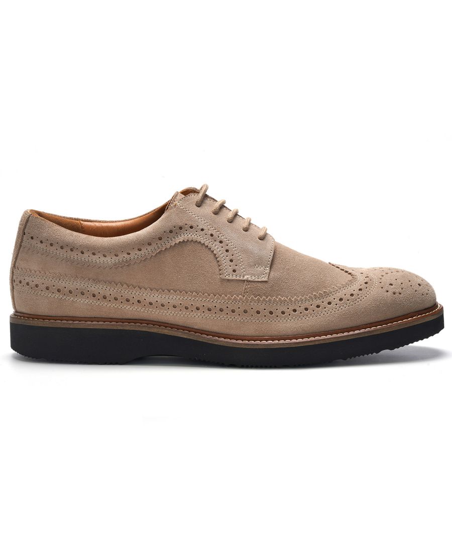Мужские туфли Ellis Wingtip на шнуровке A Veer, Beige suede — фото 2