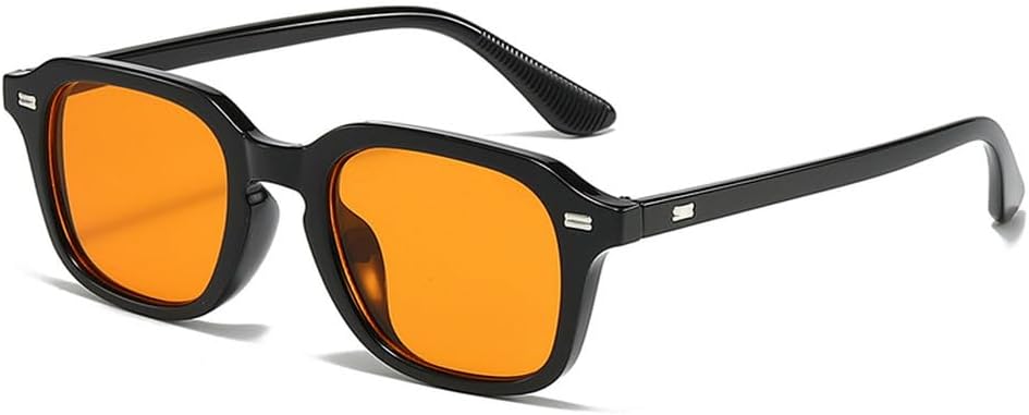 

Квадратные солнцезащитные очки конфетных цветов для женщин, ретро-очки с заклепками для мужчин, модные оранжевые солнцезащитные очки с защитой от УФ-излучения UV400 WNCKSQ, Black Orange