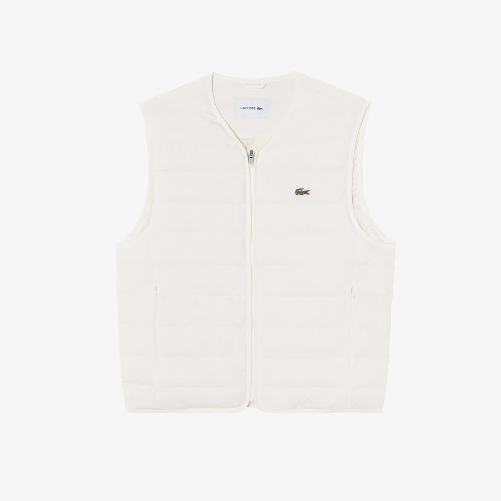 Мужской лёгкий пуховый жилет Lacoste цвета айвори — фото 3