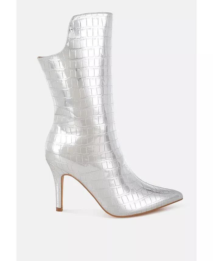 Сапоги Kultrus Croco Stiletto Heel до середины голени London Rag, серебряный
