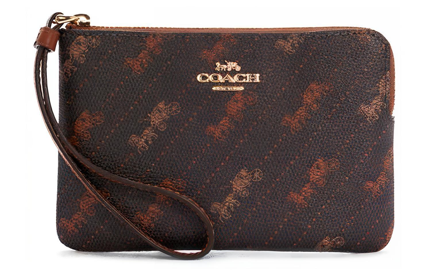 

COACH Кожаный клатч кошелек для монет на запястье женский маленький