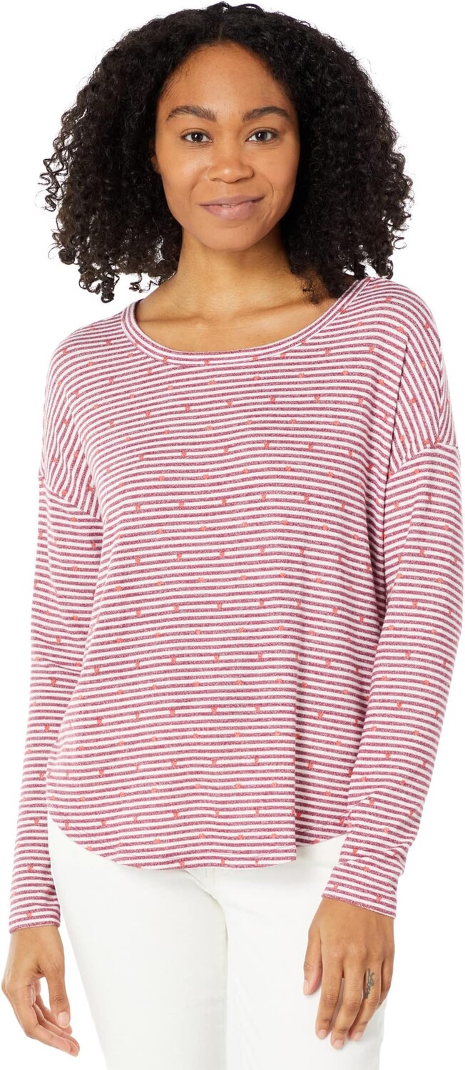 

Лонгслив Lucky Brand Cloud Jersey Long Sleeve Crew, цвет Red Stripe Hearts